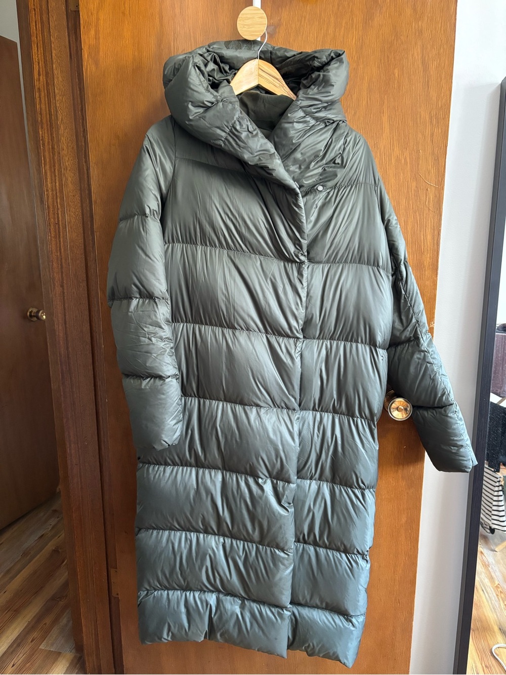 lululemon athletica hooded cloud wrap Coat in Olive
